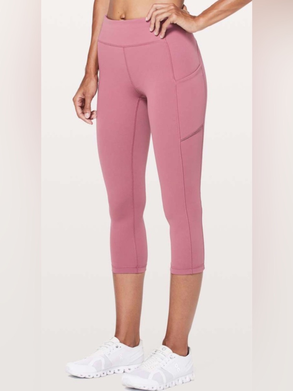 Lululemon Speed Up Crop 21” Moss Rose Pink Leggings Size 6 Pockets Luxtreme